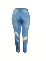 Washed Ripped High Rise Button Fly Jeans