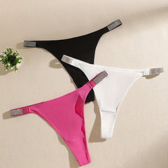 3 Pack Plus Size Sexy Panties Set Women's Plus Low Waisted Seamless Thongs