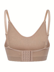 Plus Size Wireless Ribbed Sports Bra - Comfortable Breathable Bralette