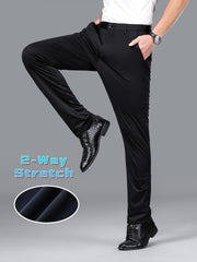 Men's Formal Solid Mid Stretch Dress Pants For Business