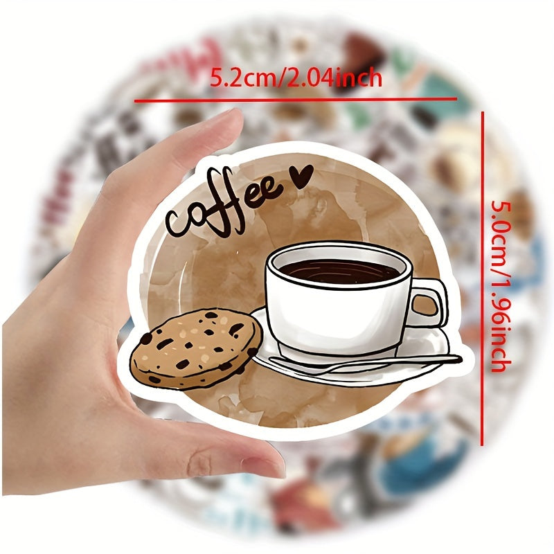 50pcs Coffee World Vintage Letter Graffiti Waterproof Vinyl Stickers