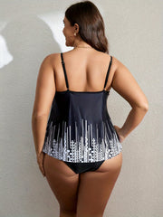 Striped Criss Cross Tankini Set Women's 2 Piece Swimsuit