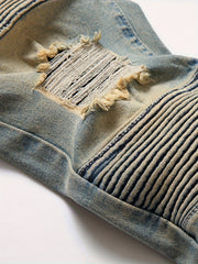 Boys Retro Ripped Jeans Slim Fit Denim Pants Kids Clothes