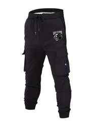 Men's Casual Skull Print Cargo Pants with Pockets