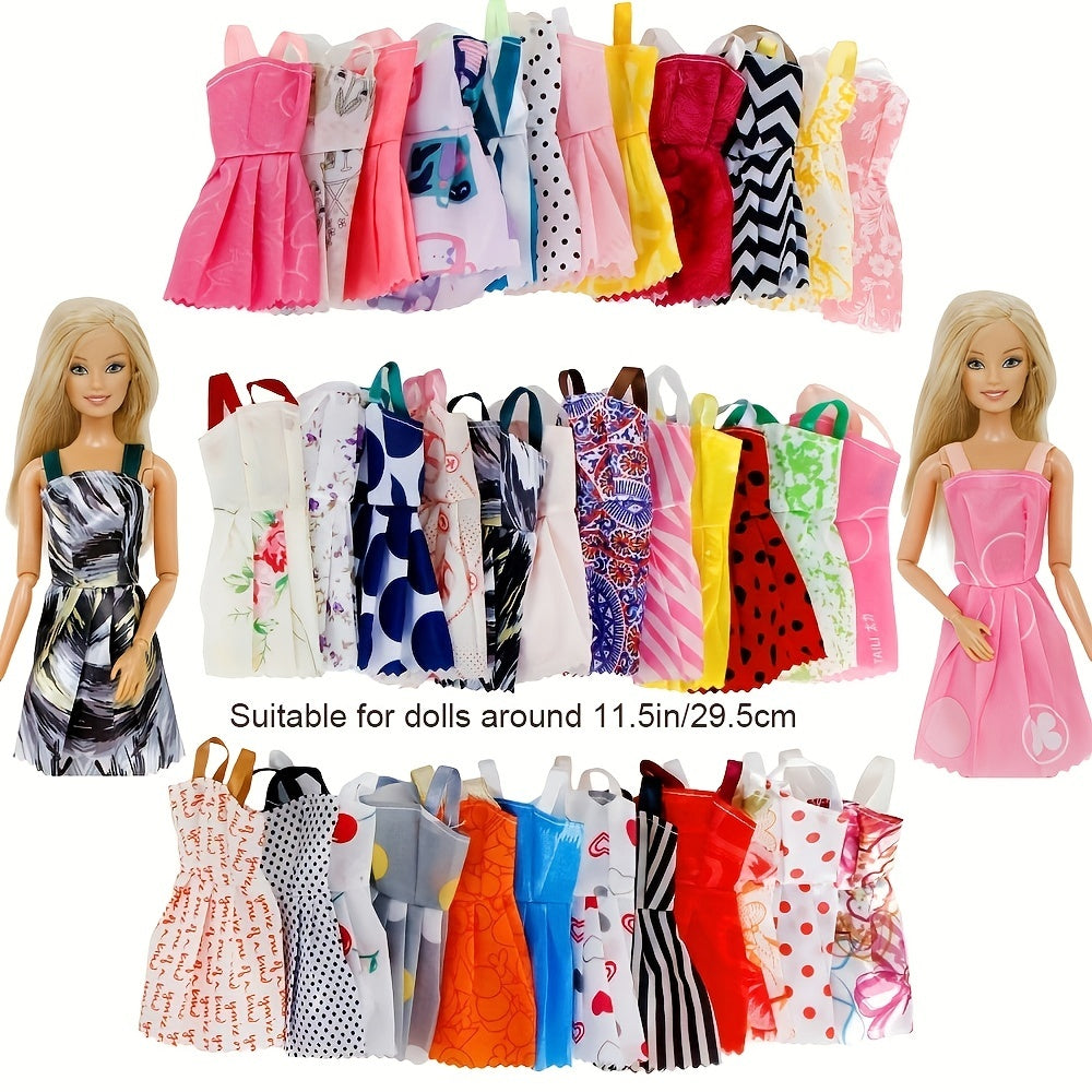 22pcs Doll Accessories Random Style - Shoes, Dresses, Necklaces, Crown, Glasses