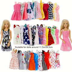 22pcs Doll Accessories Random Style - Shoes, Dresses, Necklaces, Crown, Glasses