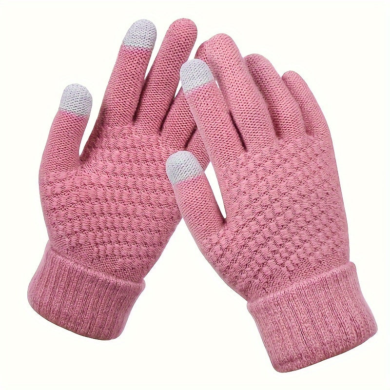 Winter Warm Stretch Knit Gloves Men Women Touch Screen Wool Mittens