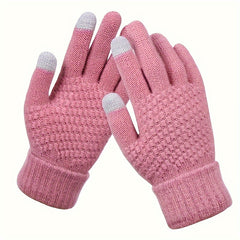 Winter Warm Stretch Knit Gloves Men Women Touch Screen Wool Mittens