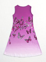 Princess Dress for Girls Gradient Butterfly 3D Print Sleeveless Summer Clothing