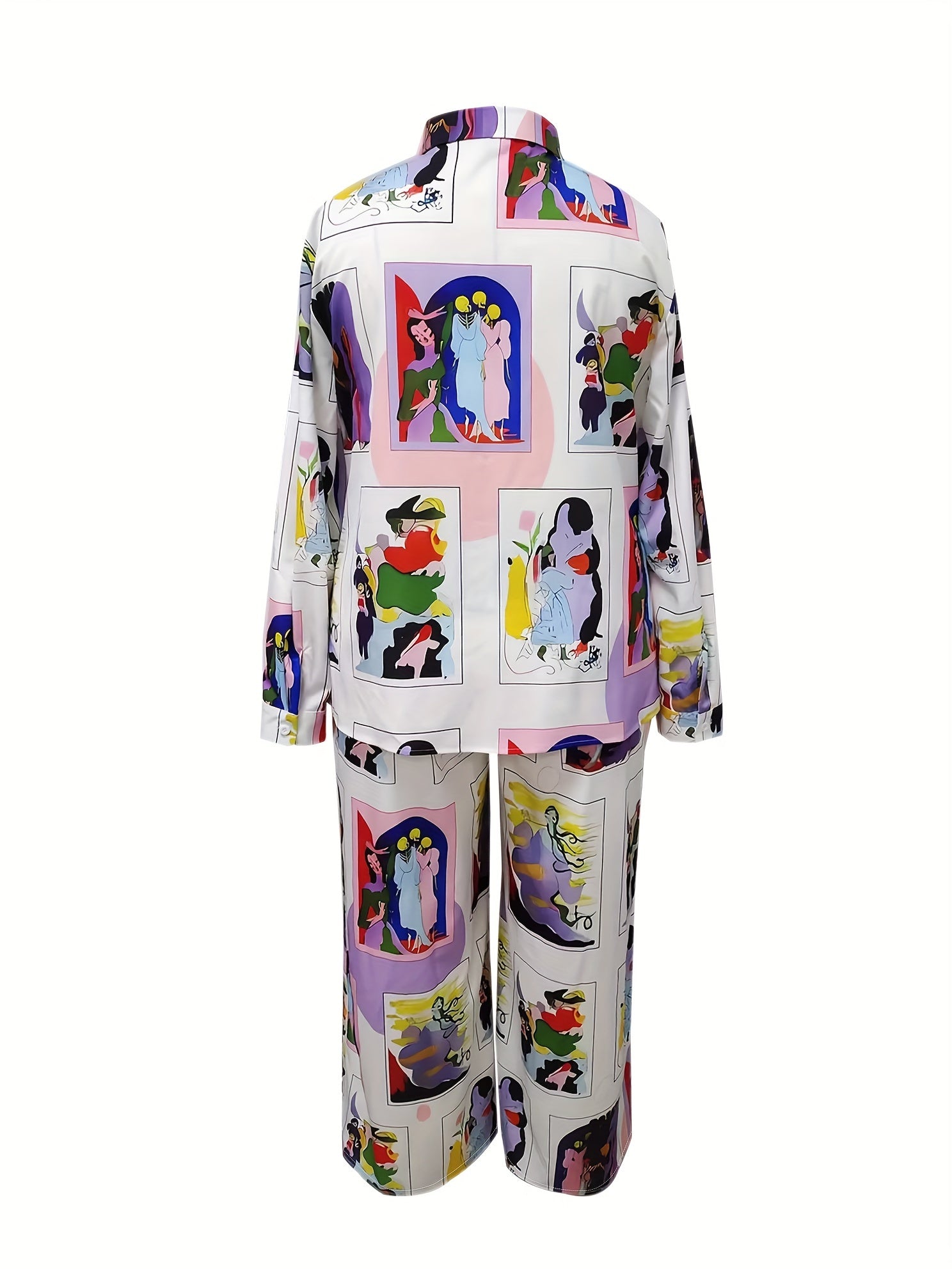 Painting Print Shirt & Pants Outfits 2 Piece Set
