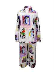 Painting Print Shirt & Pants Outfits 2 Piece Set
