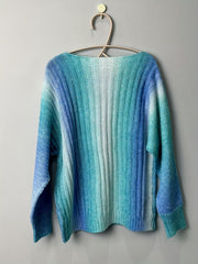 Ombre Boat Neck Pullover Sweater Long Sleeve Sweater