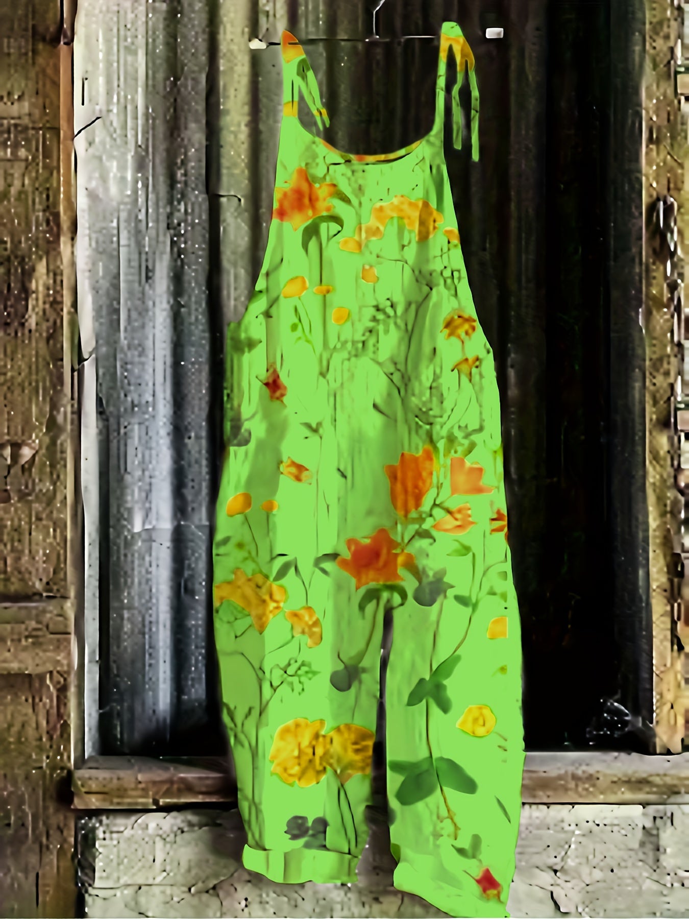 Floral Print Tie Shoulder Jumpsuit