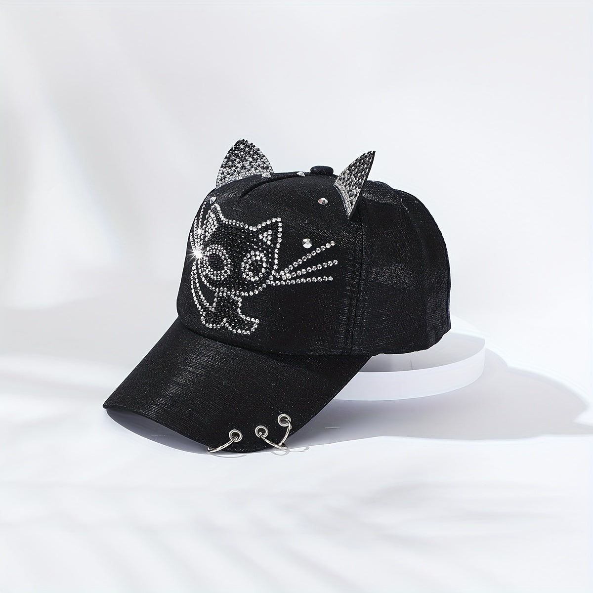Rhinestone Cat Ears Baseball Cap Sun Hat Cartoon Lightweight Golf Dad Hat