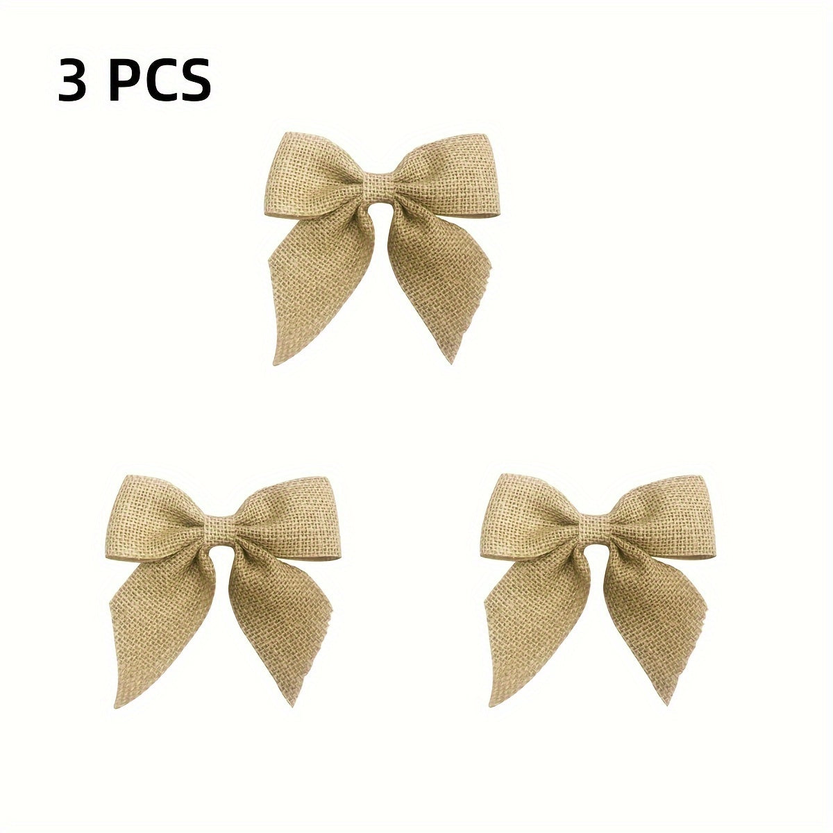 3PCS Burlap Christmas Bow Wedding Home Decor Supplies