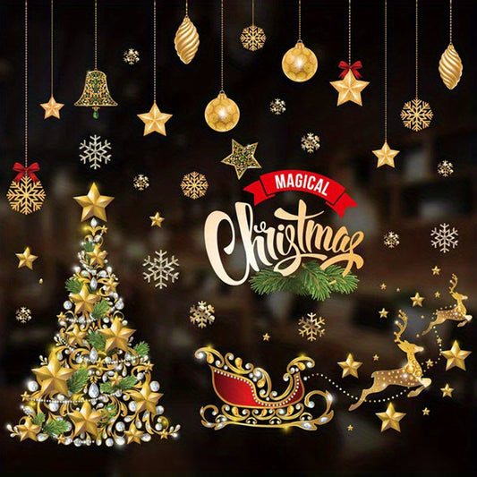 Christmas Electrostatic Stickers Double Sided Wall Window Adsorption No Glue