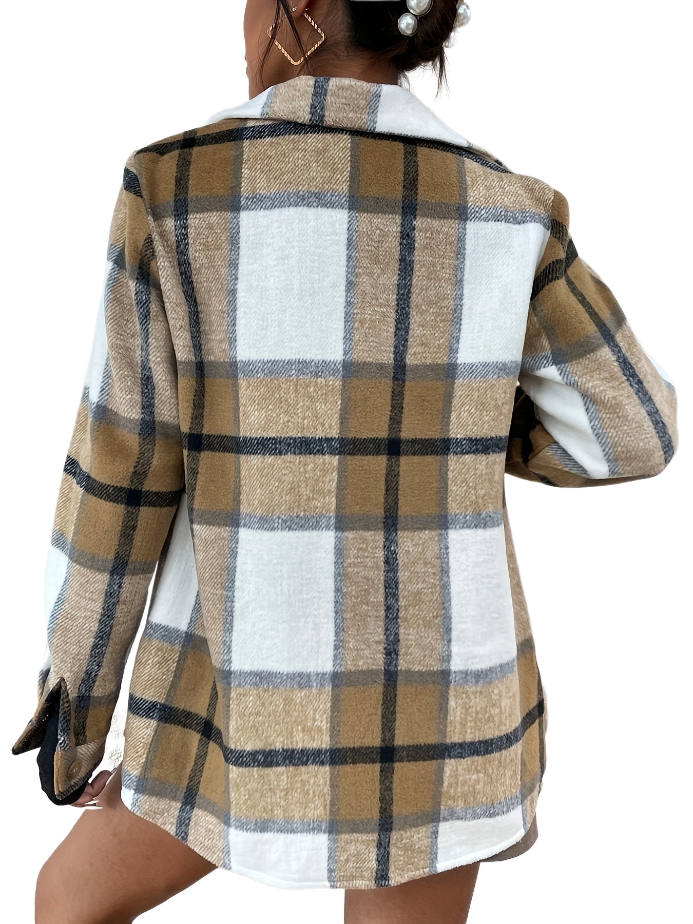 Plaid Button Front Jacket for Fall & Winter