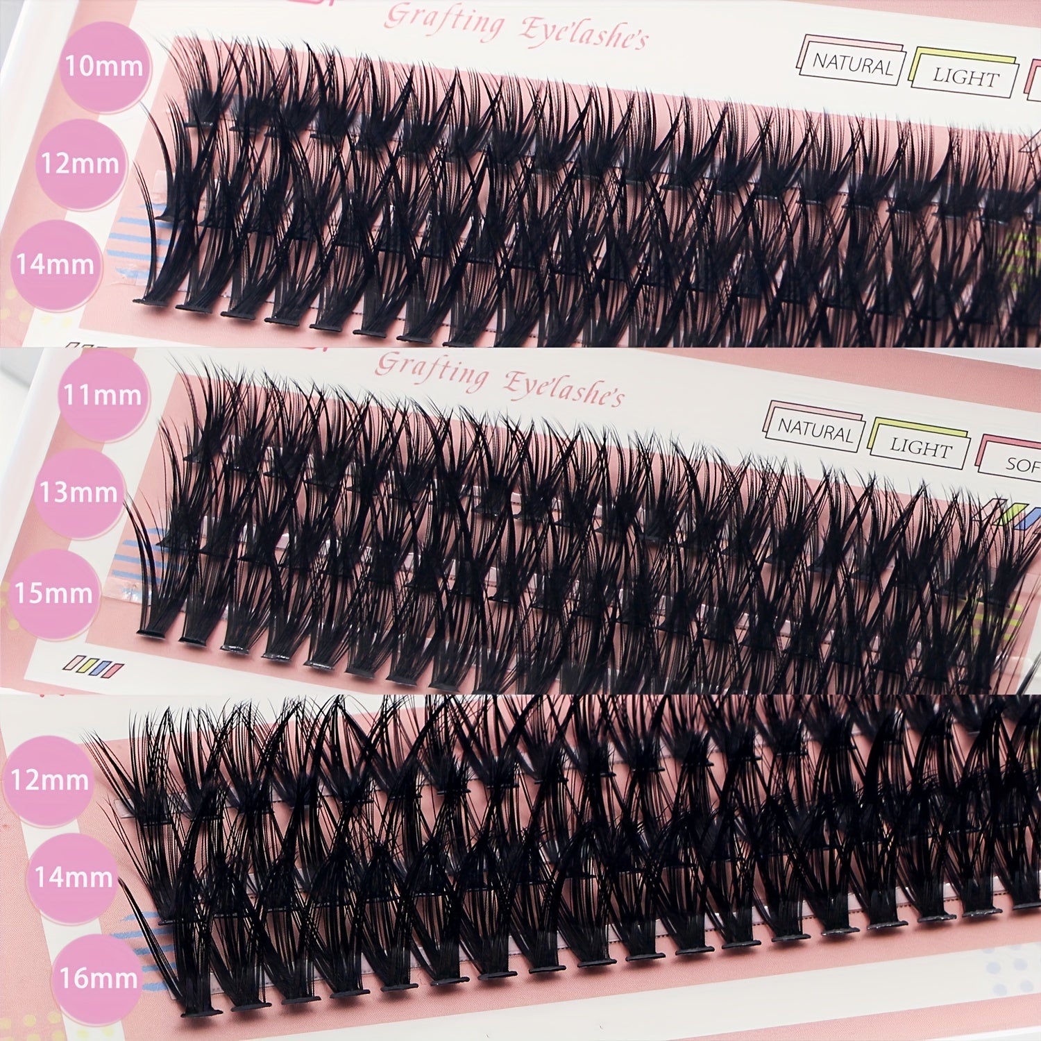 60Pcs Cluster Lashes 0.07D Curl 9-16mm Mix DIY Eyelash Extension Volume Natural
