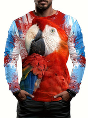 Parrot 3d Print Men's Long Sleeve Novelty T shirt For Autumn