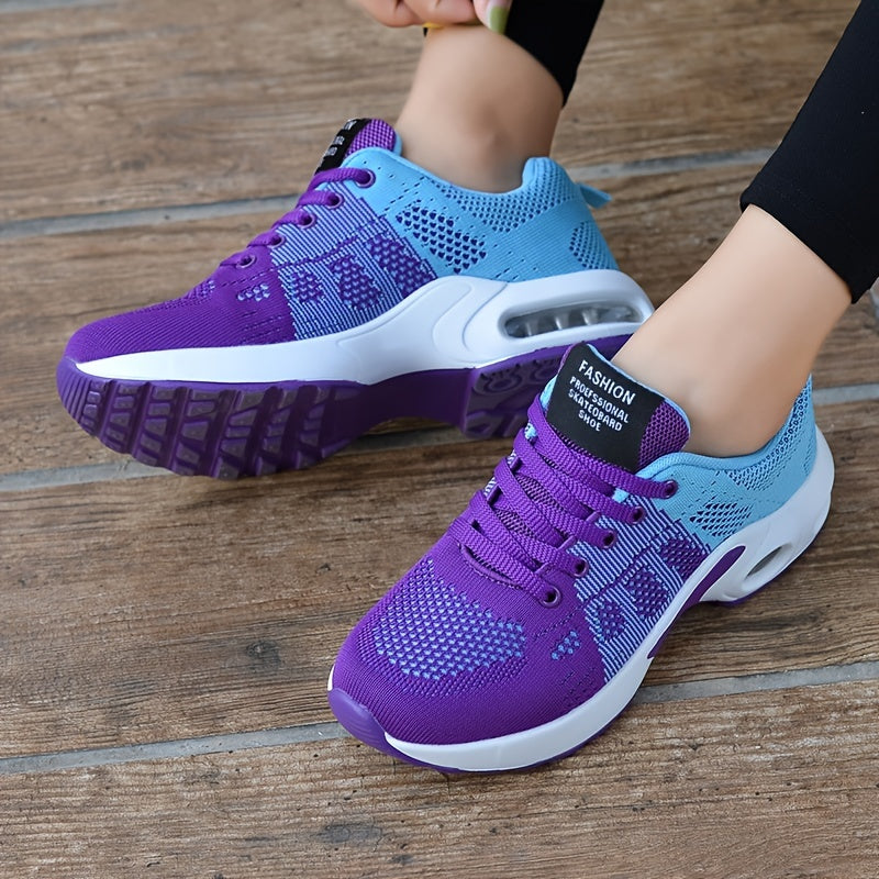 Contrast Knit Sneakers Air Cushion Non slip Running Shoes
