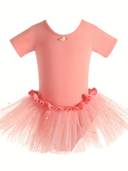 Girls Cotton Sequin Tutu Leotard Ballet Dance Suit