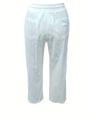 Contrast Lace Straight Leg Pants Casual Pocket Drawstring Pants