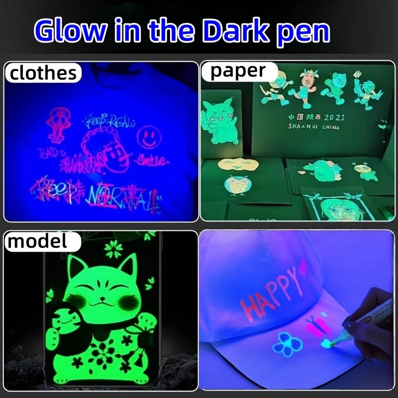 6 Colors Glow In The Dark Neon Highlighter Pens