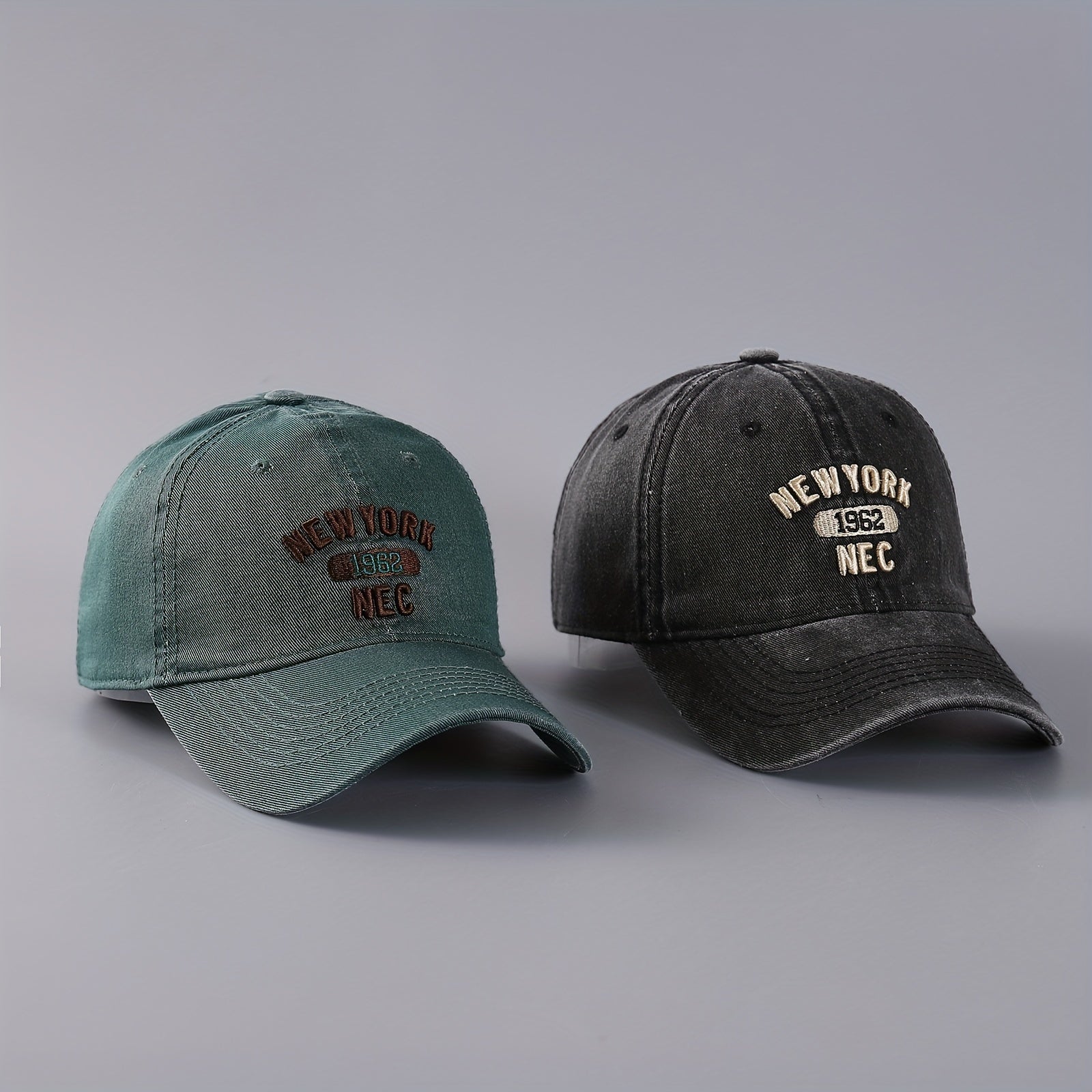 Men's Washed Denim Baseball Cap with Embroidery Letter
