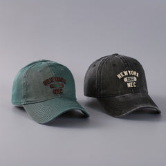 Men's Washed Denim Baseball Cap with Embroidery Letter