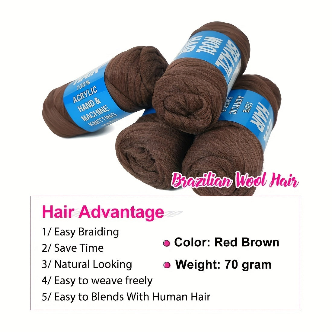 Synthetic Brazilian Wool Hair Extension For Women African Faux Locs Wraps