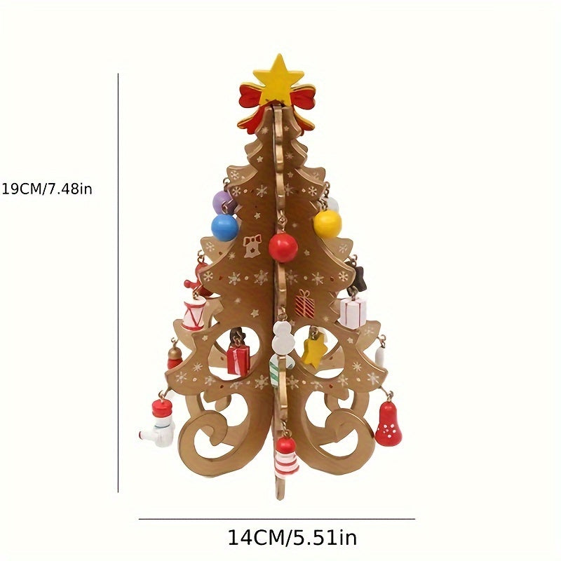 Funny Wooden Christmas Tree Decor with Small Pendants - Home and Office Decor
