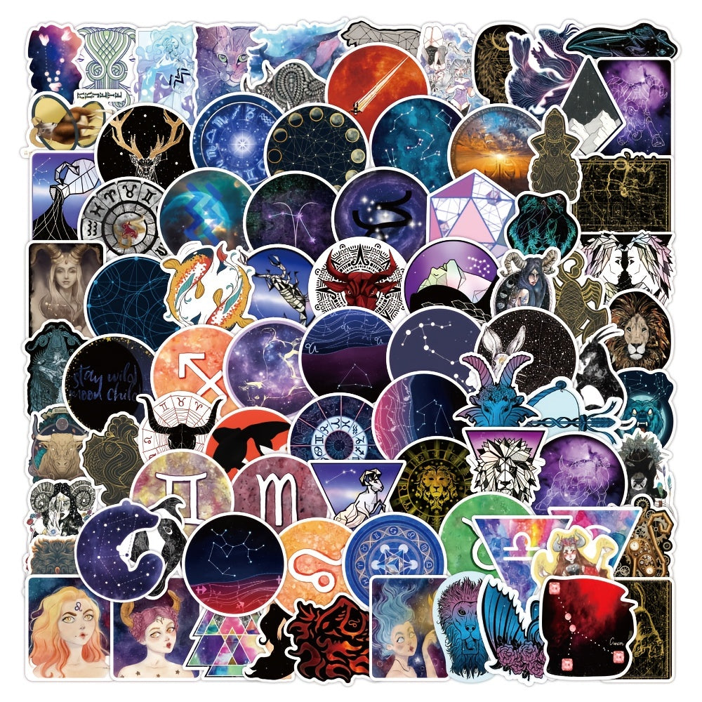 100pcs Zodiac Sign Stickers for Water Bottles Laptops Skateboards
