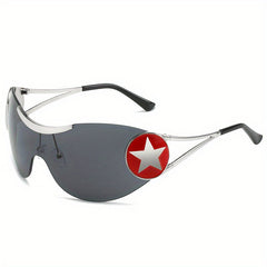 Y2K Star One piece Sunglasses Wrap Around Aviator UV400 Sun Shades