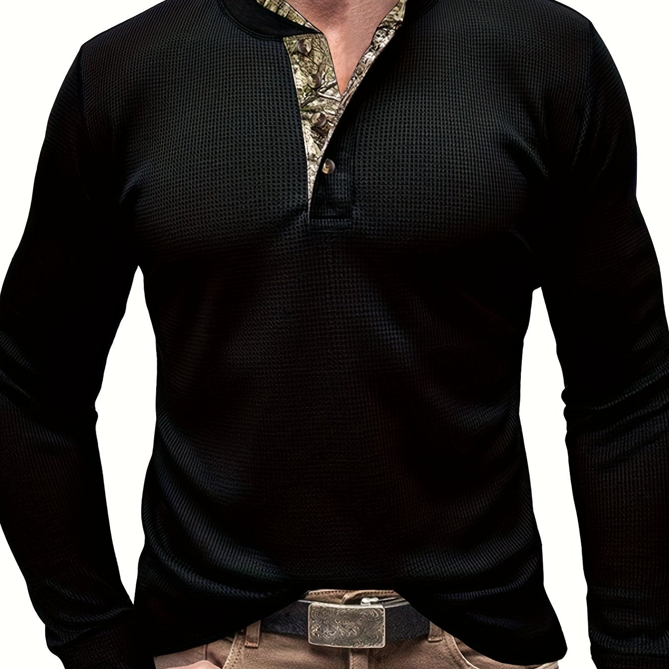 Men's Stretch Knit Long Sleeve Top for Fall Winter