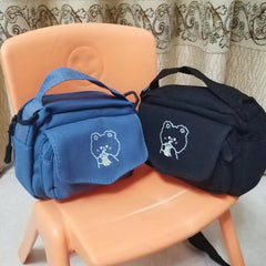 Girls Casual Drinking Bear Canvas Cross Body Bag Hand Bag With Adjustable Strap