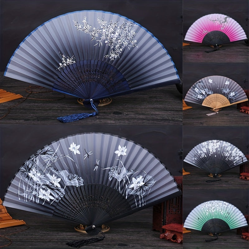 Plum Blossom Folding Fan Gift Summer Silk Fan