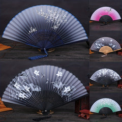 Plum Blossom Folding Fan Gift Summer Silk Fan