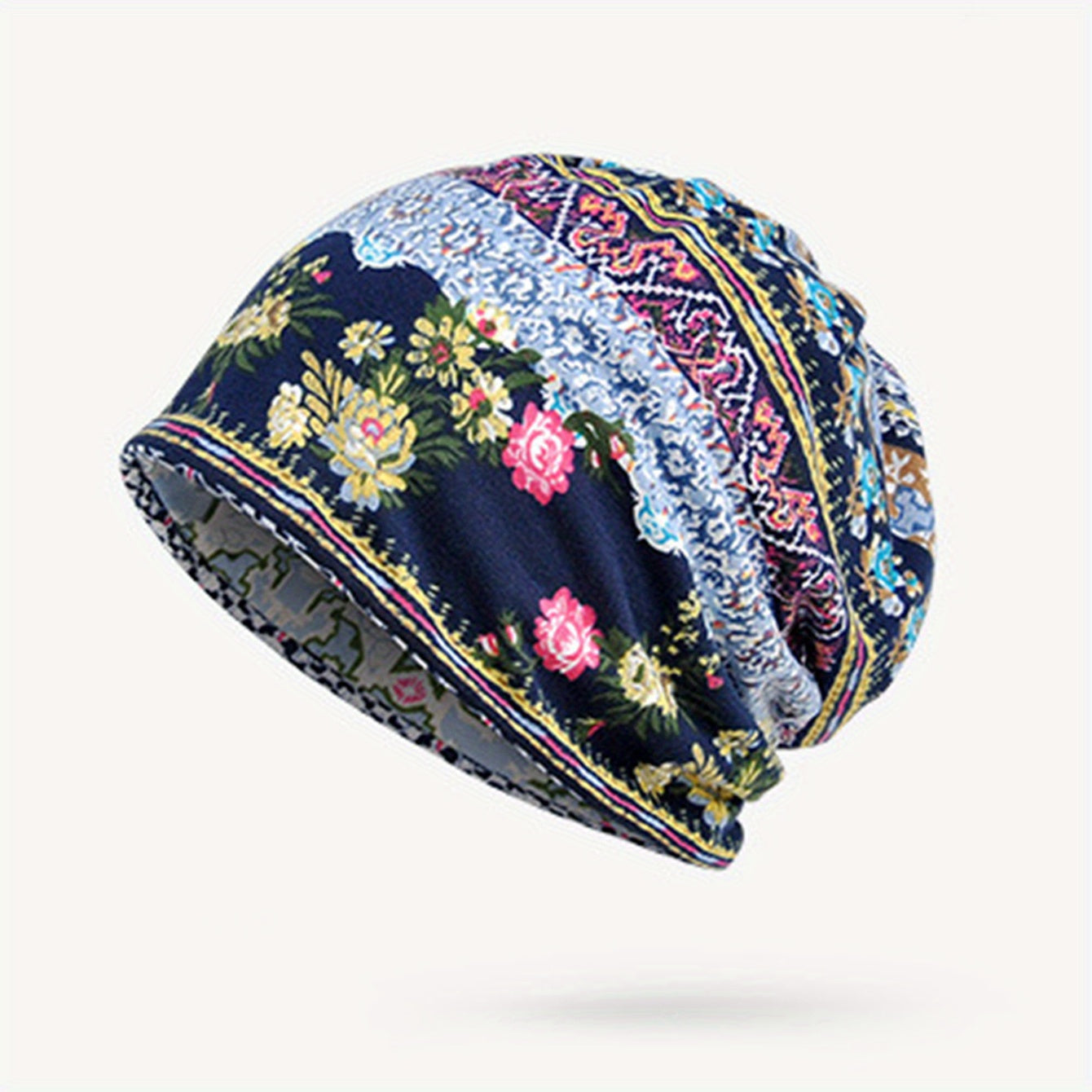Boho Paisley Print Beanie Vintage Turban Cap Elastic Skull Cap