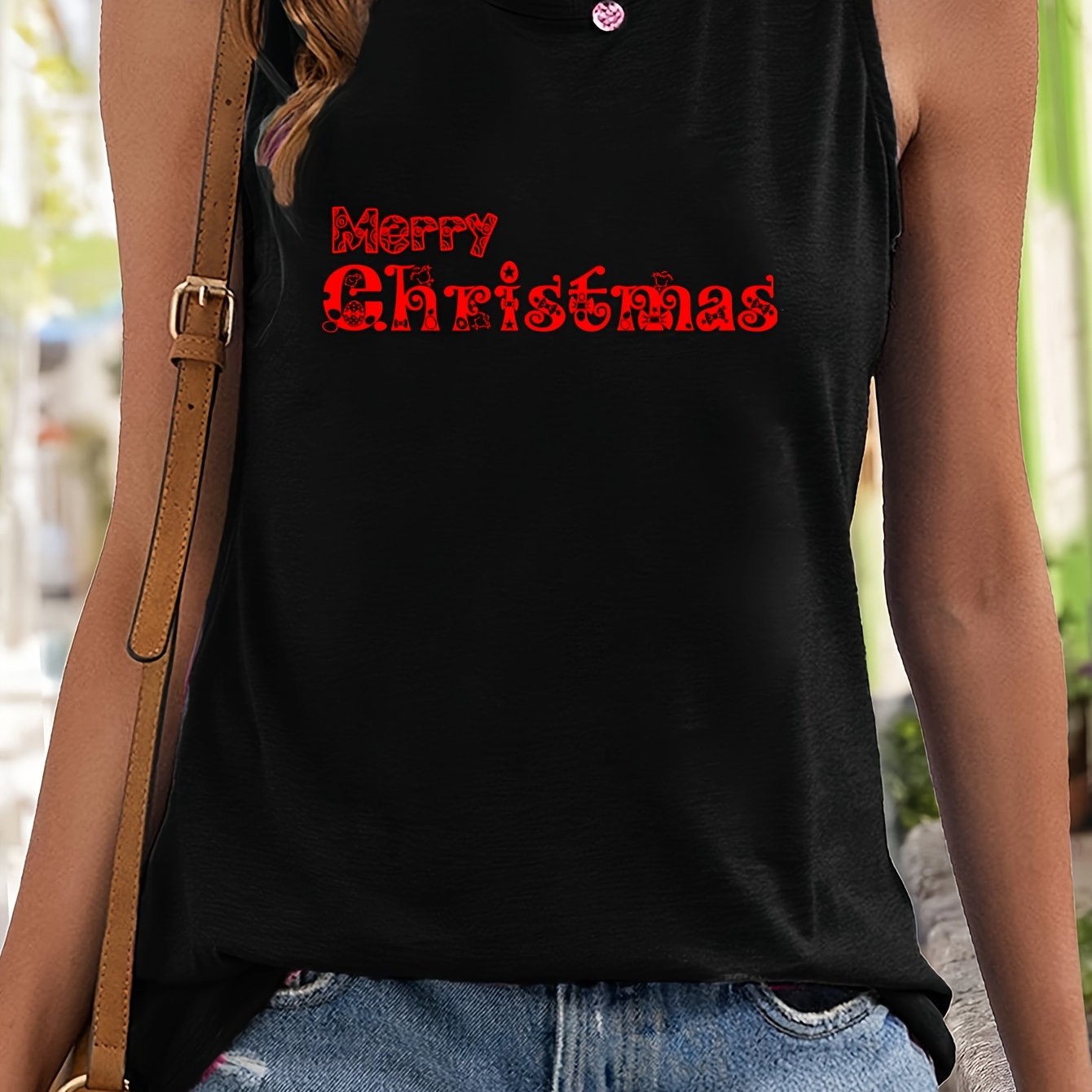 Christmas Crew Neck Tank Top Women's Clothing