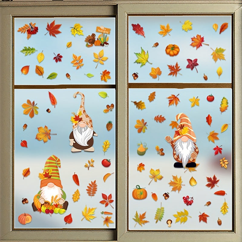 Thanksgiving Fall Window Clings - 6 Sheets 20 X Maple Leaves Stickers
