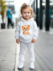 Cartoon Lion Print Hoodies Pants Set For Kids Spring Fall Sports Gift