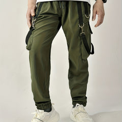 Men's Army Green Cargo Pants with Multiple Pockets