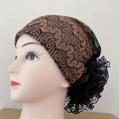 Embroidery Lace Turban Cap Lightweight Inner Hijab Hats