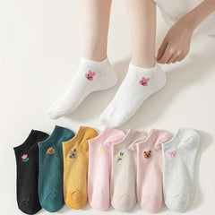 8 Pairs Cartoon Animal Print Socks & Low Cut Ankle Socks Women's Stockings