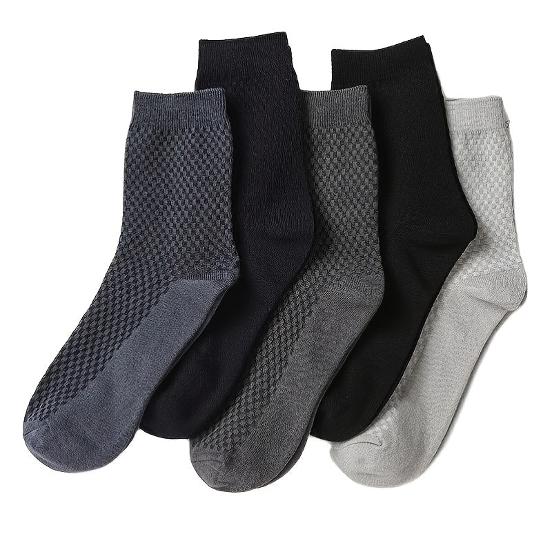 5Pairs Men's Vintage Crew Socks Breathable Deodorant Business Socks