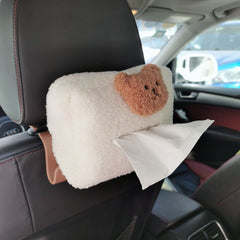 Teddy Bear Car Tissue Box Hanging Drawstring Box