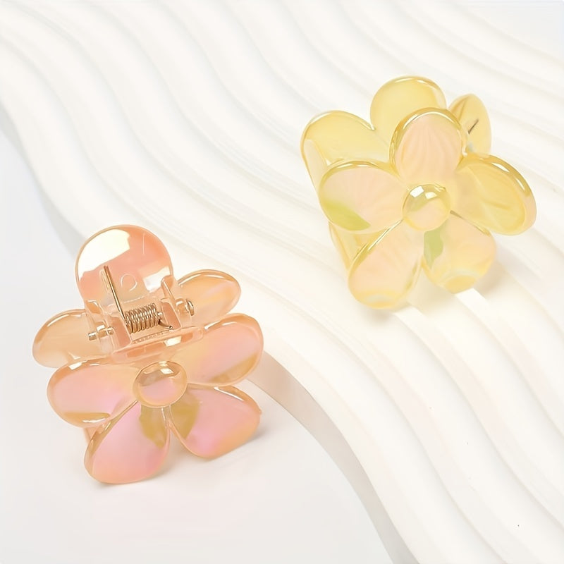 2 Flowers Shaped Claw Clip Hair Accessories for Girls Kids