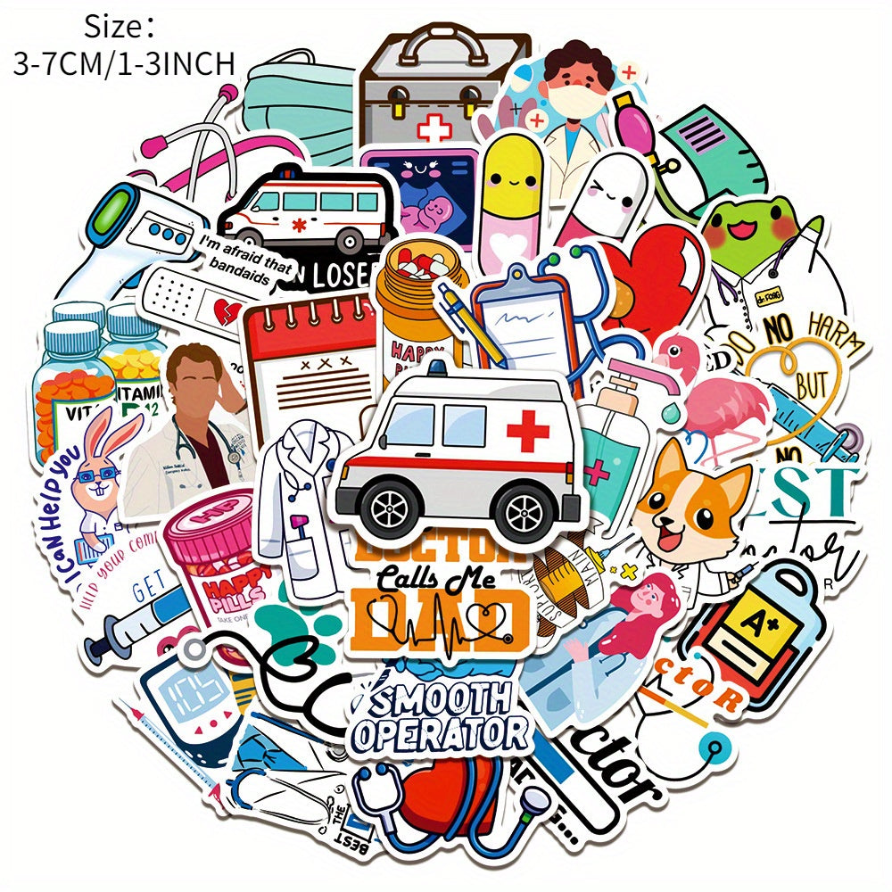 50Pcs Doctor Career Series Graffiti Stickers Waterproof Decorative Stickers