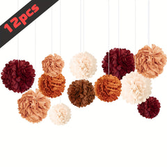 12pcs Halloween Party Decorations Tissue Paper Pom Poms Rustic Retro Baby Shower