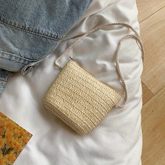 Girls' Holiday Straw Crossbody Bag & Coin Purse Set